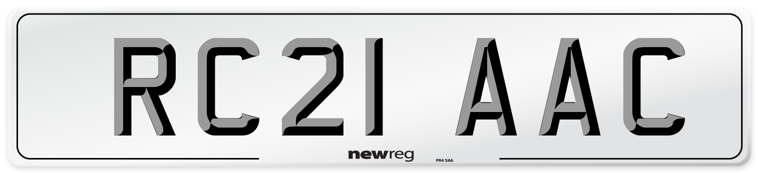 RC21 AAC Number Plate from New Reg